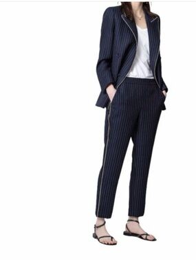 Zadig & Voltaire Navy Myrtille Porta Stripes Pull-On Pants 42